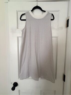 a new day White and Tiny Black Striped Sleeveless Mini Dress